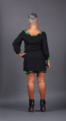 Black Tunic with Green Jersey Cuffs