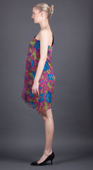 One Shouldered Magenta Floral Dress