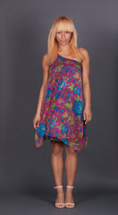 One Shouldered Magenta Floral Dress