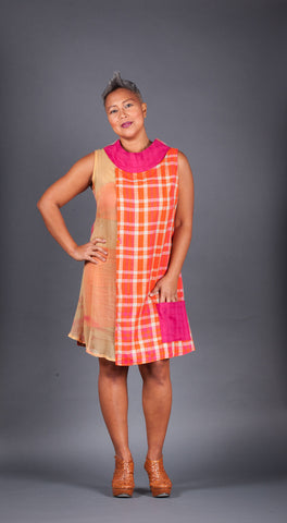 Orange and Pink Plaid Dress