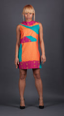 Orange, Pink and Teal Patchwork Dress