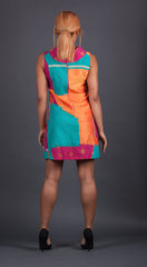 Orange, Pink and Teal Patchwork Dress