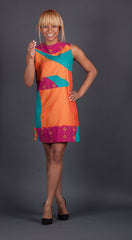 Orange, Pink and Teal Patchwork Dress