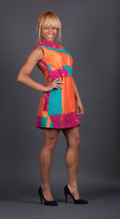 Orange, Pink and Teal Patchwork Dress