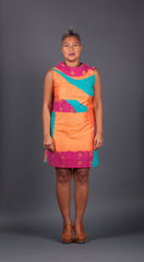 Orange, Pink and Teal Patchwork Dress