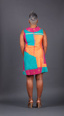 Orange, Pink and Teal Patchwork Dress