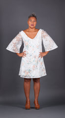 White Lace Dress with Multicolor Flowers