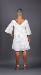 White Lace Dress with Multicolor Flowers