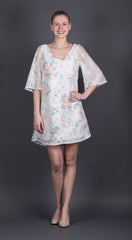 White Lace Dress with Multicolor Flowers