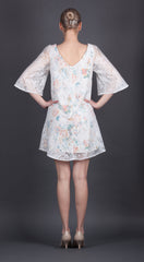 White Lace Dress with Multicolor Flowers