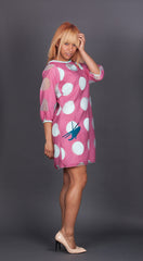 Pink Polka Dot Dress with Helicopters