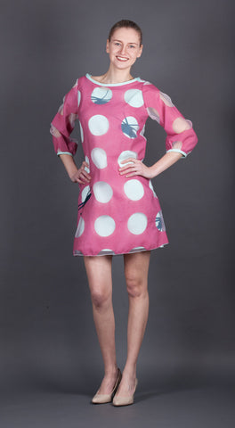 Pink Polka Dot Dress with Helicopters