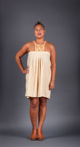 Cream Colored Chest Square Dress