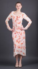 White and Orange Floral Dress