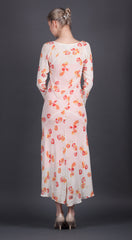 White and Orange Floral Dress