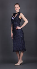 Navy Dress with Neck Tie