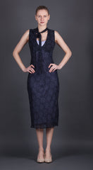 Navy Dress with Neck Tie