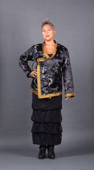 Black Brocade Wrap Jacket