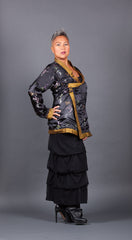 Black Brocade Wrap Jacket