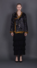 Black Brocade Wrap Jacket