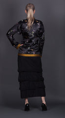 Black Brocade Wrap Jacket