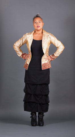 Black Brocade Wrap Jacket