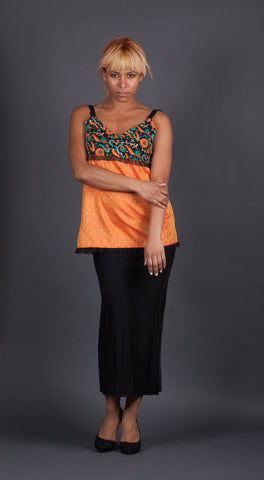 Orange and Black Backless Shirt