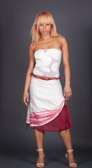 Red and White Silk Skirt