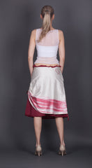 Red and White Silk Skirt