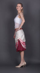 Red and White Silk Skirt