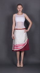 Red and White Silk Skirt