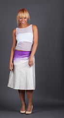 White and Purple Silk Skirt